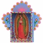 Painted Tin Micro Nicho with Virgin of Guadalupe Print