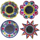 Painted Tin Mirror Christmas Ornaments - 12