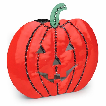 Painted Tin Pumpkin Candle Sconce