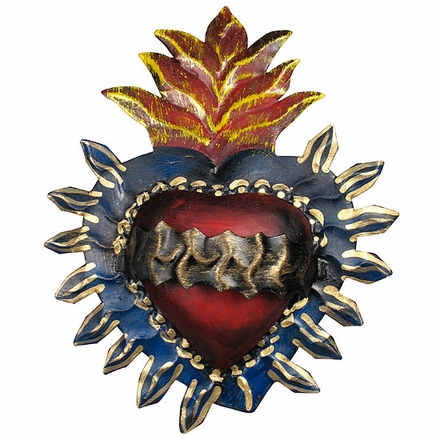 Painted Tin Spiked Crown Heart Decoration