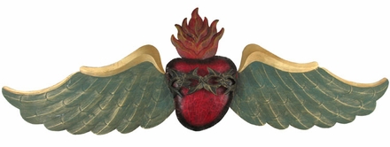 Painted Tin Winged Heart Door Ornament