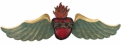 Painted Tin Winged Heart Door Ornament