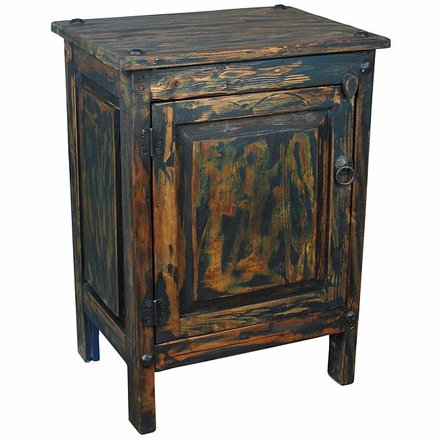Painted Wood 1 Door Nightstand - Dark Blue