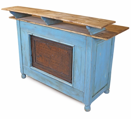 Painted Wood Bar with Iron Panel Front