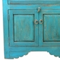 Painted Wood Blue Corner Cabinet with Glass