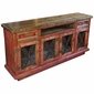 Painted Wood Buffet/Entertainment Console with Scrolled Iron Doors