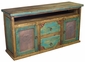 Painted Wood Buffet or Entertainment Console with Tin Door Inserts
