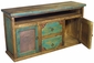 Painted Wood Buffet or Entertainment Console with Tin Door Inserts
