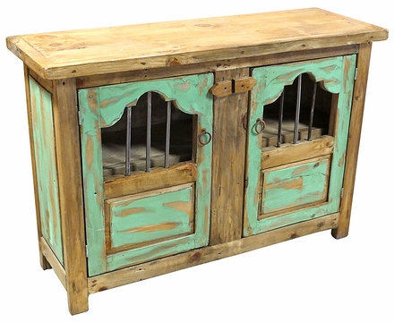 Painted Wood Buffet with Iron Bars