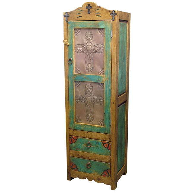 Painted Wood Cabinet with Tin Inserts
