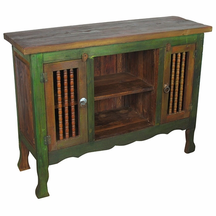 Painted Wood Carved Leg Entertainment Console/Buffet