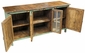 Painted Wood Console with Floral Etchings & Glass Doors