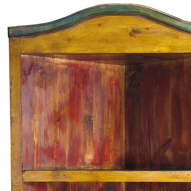 Mexican Painted Wood Corner Shelf Unit