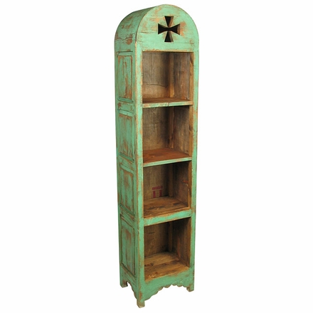 Painted Wood Domed Skinny Bookcase - Green