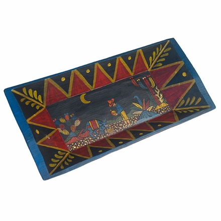 Painted Wood Dough Bowl with Campesino Mexican Folk Art Scene