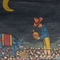 Painted Wood Dough Bowl with Campesino Mexican Folk Art Scene
