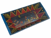 Painted Wood Dough Bowl with Campesino Mexican Folk Art Scene