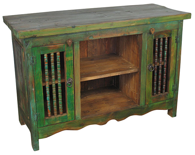 Painted Wood Entertainment Console/Buffet Green