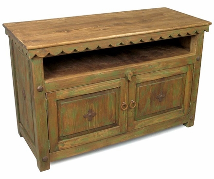 Painted Wood Entertainment Console - Green Wash