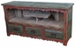 Painted Wood Entertainment Console with Pedestal Shelf