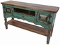 Painted Wood Entertainment Console with Turned Legs - Green