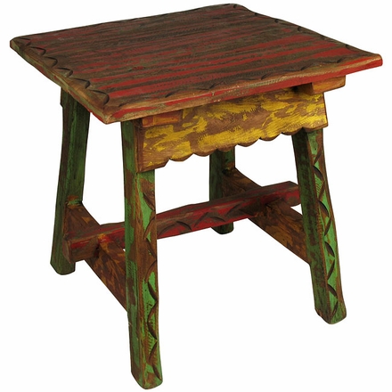 Painted Wood Etched Ranch Style End Table - Minimum Order 2