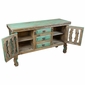 Painted Wood Ox Yoke Buffet - Green and Natural Finish