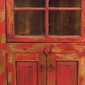 Painted Wood Red Corner Cabinet
