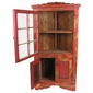 Painted Wood Red Corner Cabinet