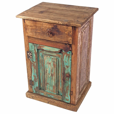 Painted Wood Rustic Nightstand - 1 Door - 1 Drawer