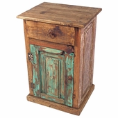 Painted Wood Rustic Nightstand - 1 Door - 1 Drawer
