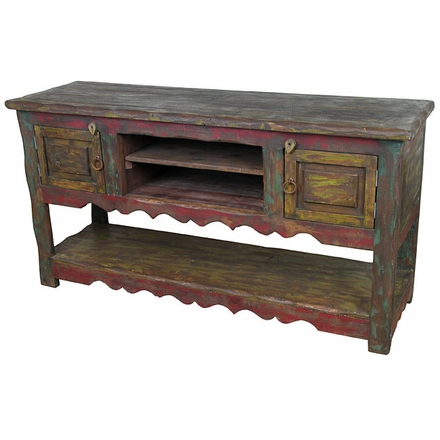 Painted Wood Scalloped Skirt Buffet or Entertainment Console