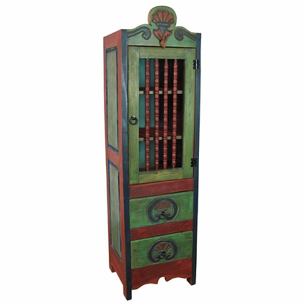 Painted Wood Skinny Santa Fe Cabinet