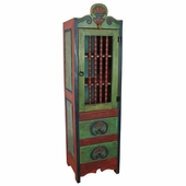 Painted Wood Skinny Santa Fe Cabinet