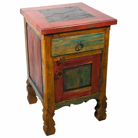 Painted Wood Tall Nightstand with Slate Top