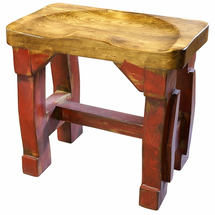 Painted Wood Tractor Seat Bench - Single