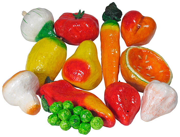 Paper Mache Fruit & Vegetables 1 Dozen