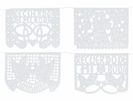 Paper Picado Wedding Banners - White - Set of 2