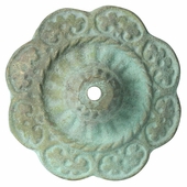 Patina Bronze Flower Rosettes with Bronze Nailheads - 1 Pair