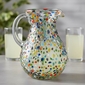 Pear Shaped Handblown Pebbled Confetti Glass Pitcher
