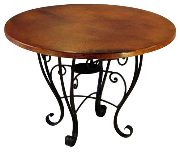 Iron Base Placencia Dining Table with Copper Top - Round