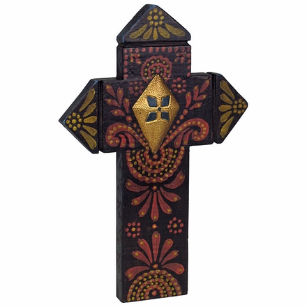 Pointed Dark Painted Wood Cross