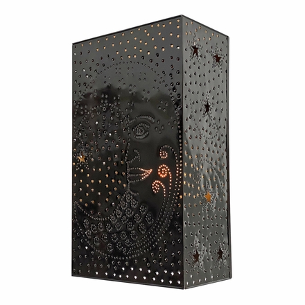 Punched Aged Tin Mexican Wall Sconce with Moon Face
