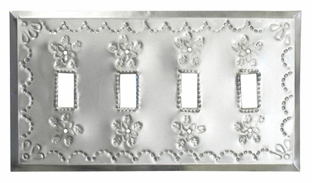 Punched Natural Tin Quad Switch Plate - Star