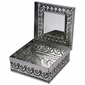 Punched Tin Keepsake Jewelry Box with Embossed Heart and Mirror - Assorted