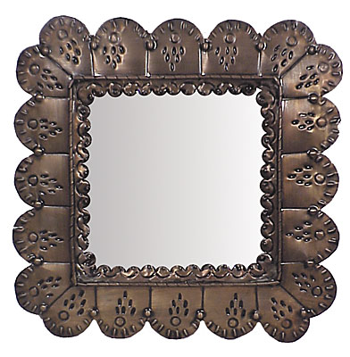Punched Tin Petal Square Mirror