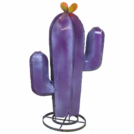 Purple Painted Metal Saguaro Cactus Sculptures