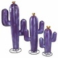 Purple Painted Metal Saguaro Cactus Sculptures