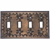 Quadruple Decorative Tin Switch Plate -Star