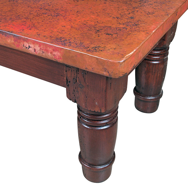 Rectangular Farmhouse Coffee Table with Copper Top